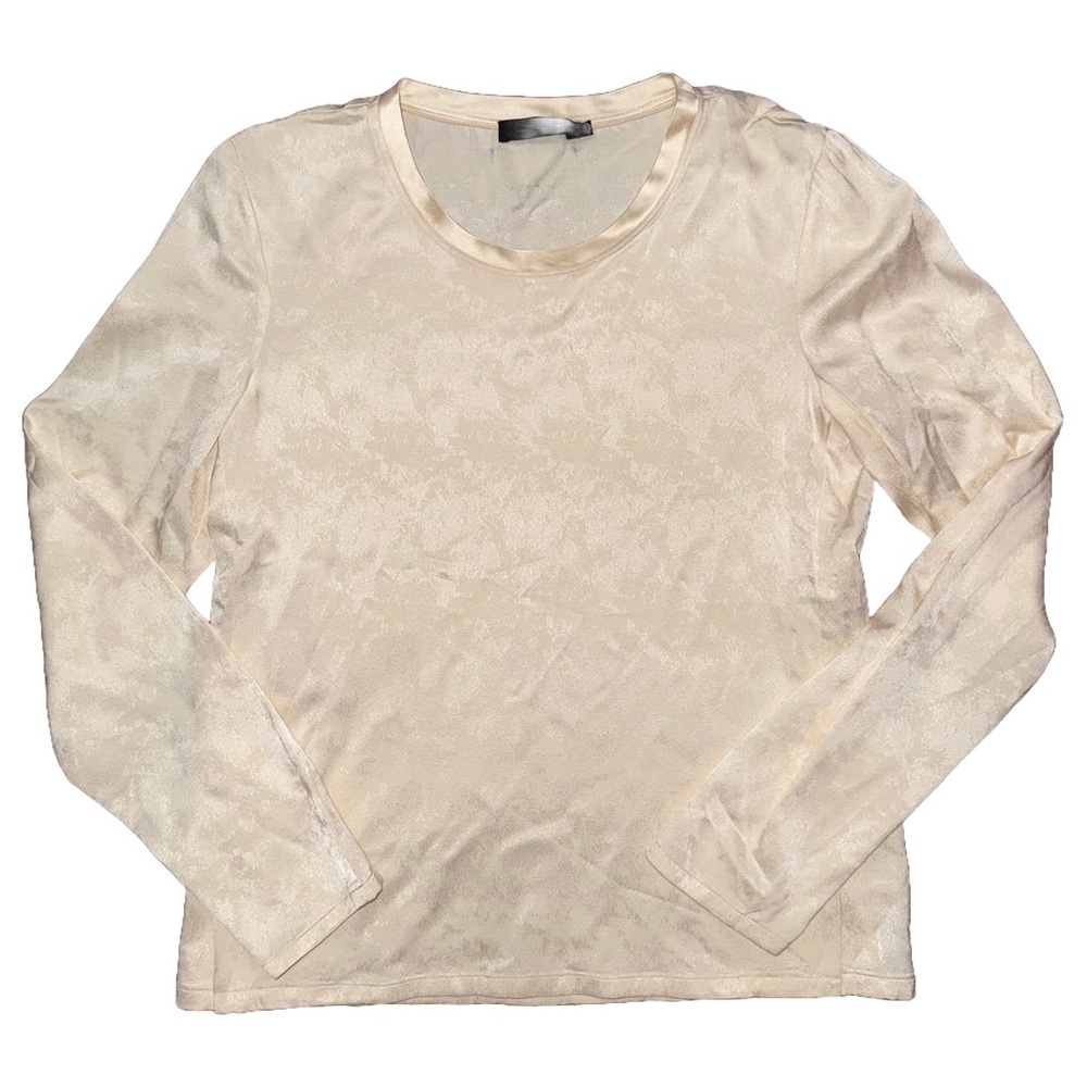 Calvin Klein Collection Cream Long Sleeve Sample Blouse Minimalist Quiet Luxury